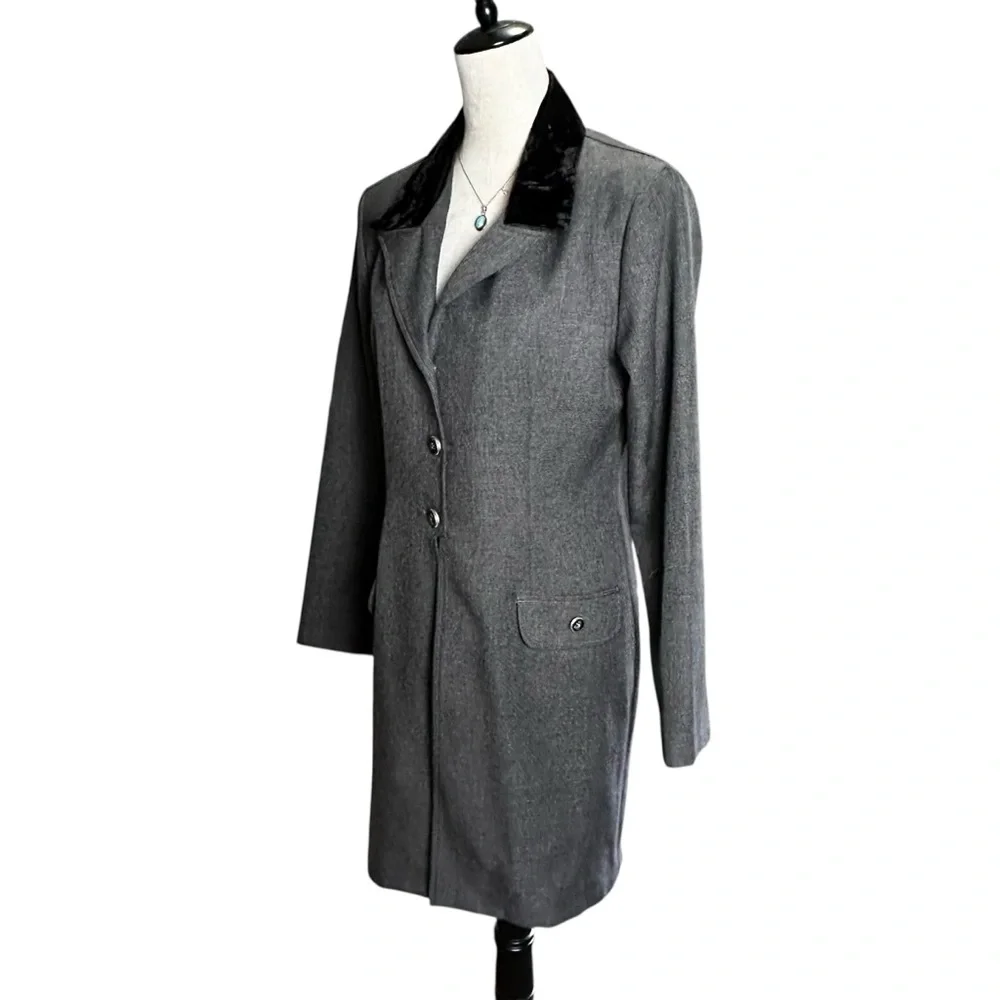 Vintage Ultra Dress New York Gray Blazer Velvet Collar 10 | Academia Office Chic